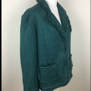 Dialogue Women's Boucle Blazer Green 18W